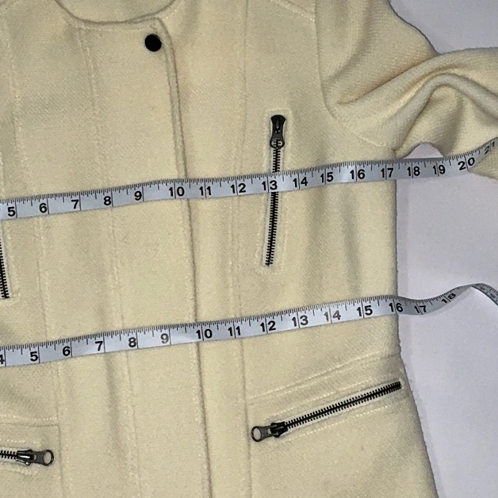 Vince, Cream Wool Moto Jacket, Size 4 - Picture 10 of 14